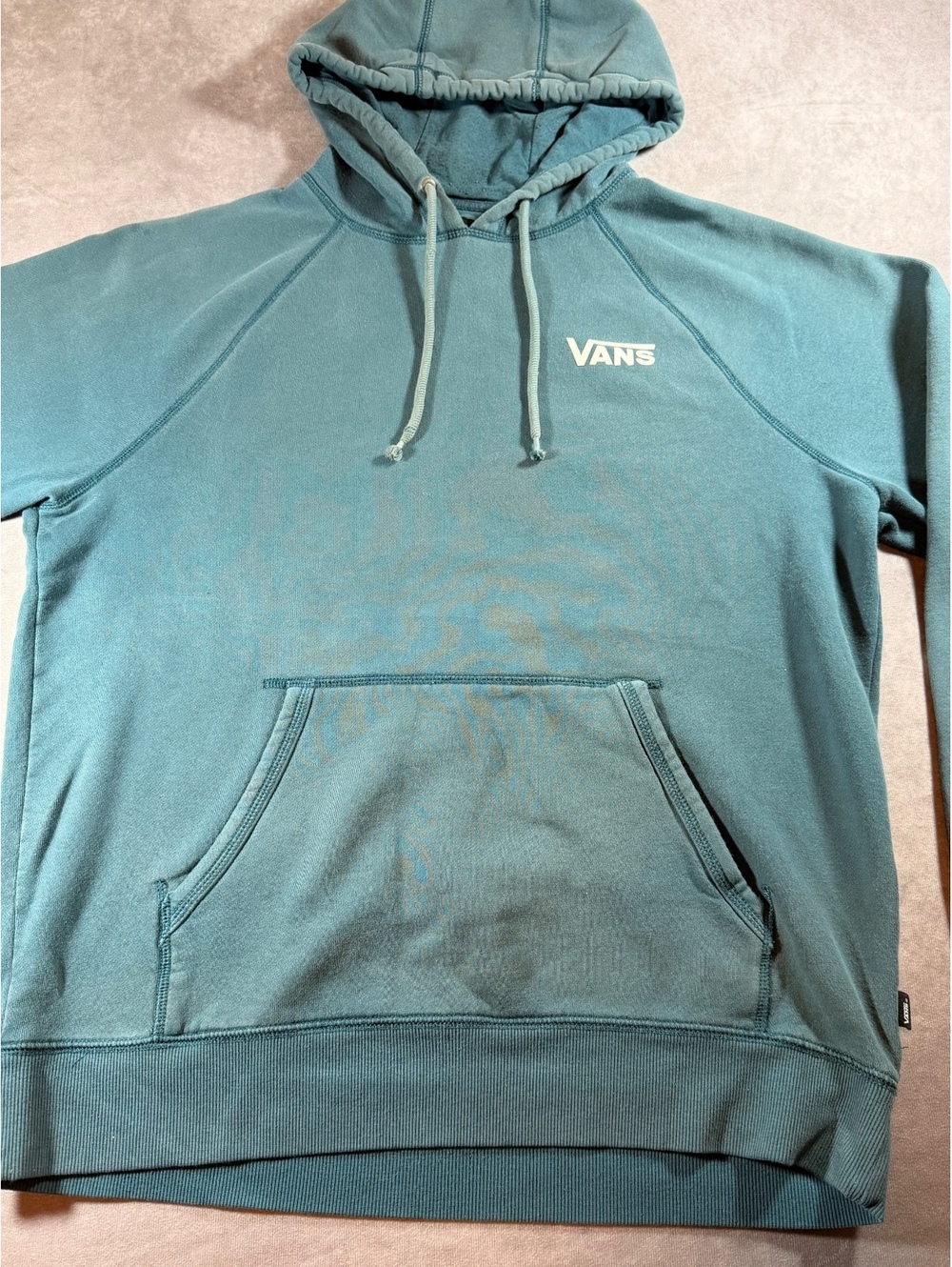 Vans Men's Large Teal Pullover Hoodie with 'Off The Wall' Print - Picture 2 of 6